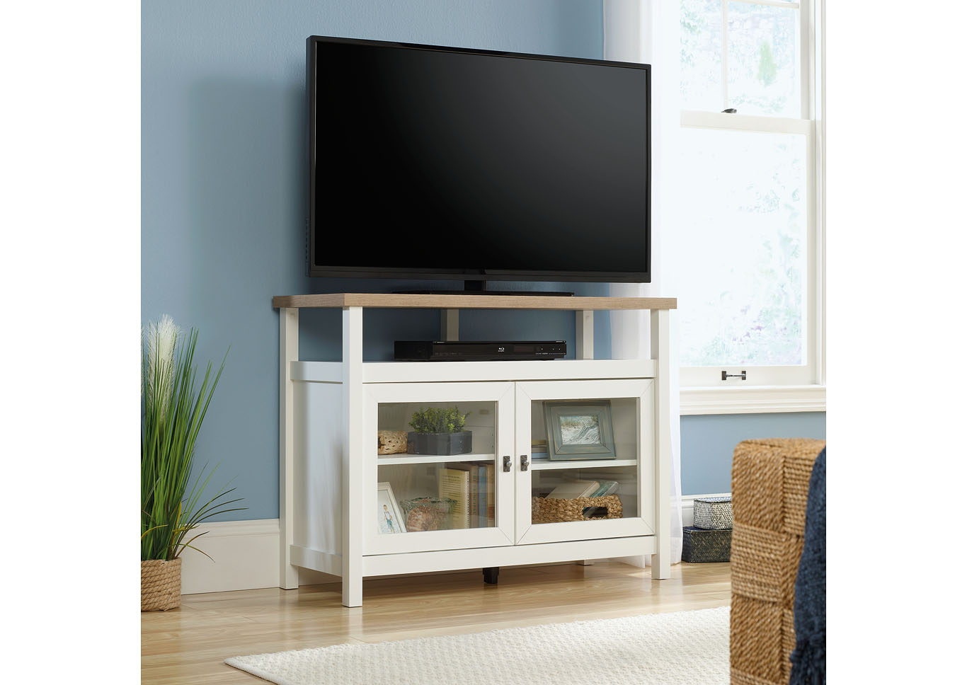 Cottage Road Soft White Entertainment Stand,Sauder